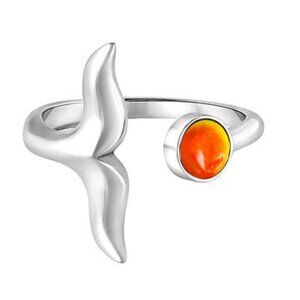 Whale Tail Ring Handmade Sterling Silver Crystal Jewelry